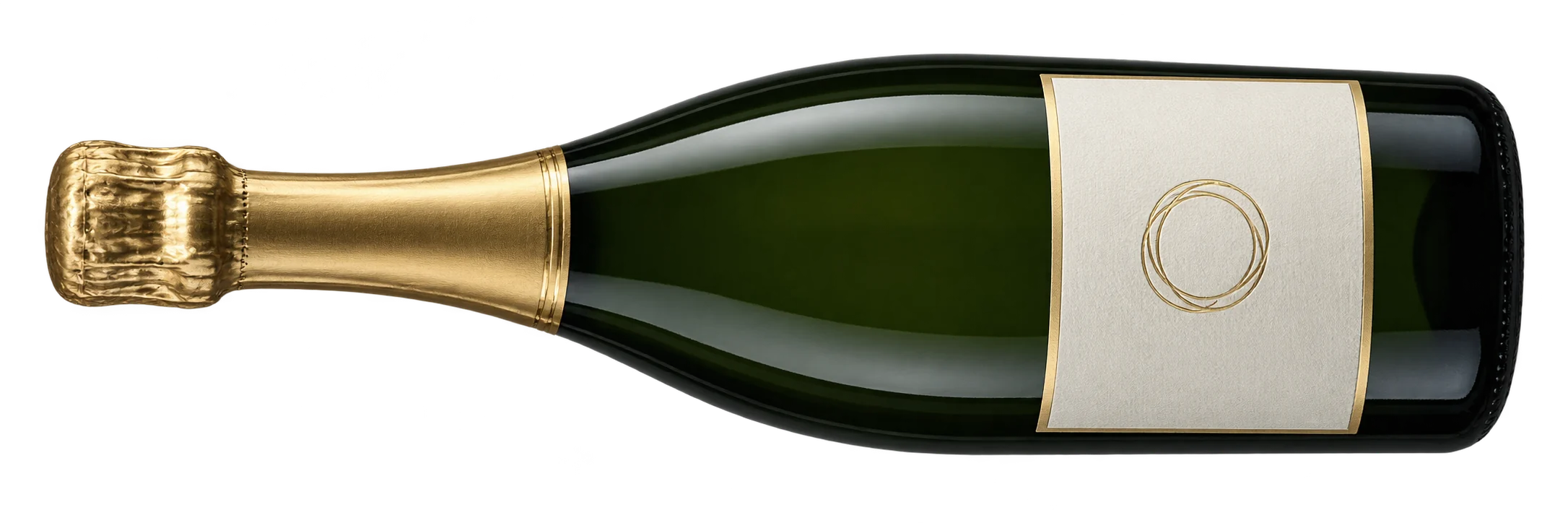 Bouteille de champagne au col habillé d’or